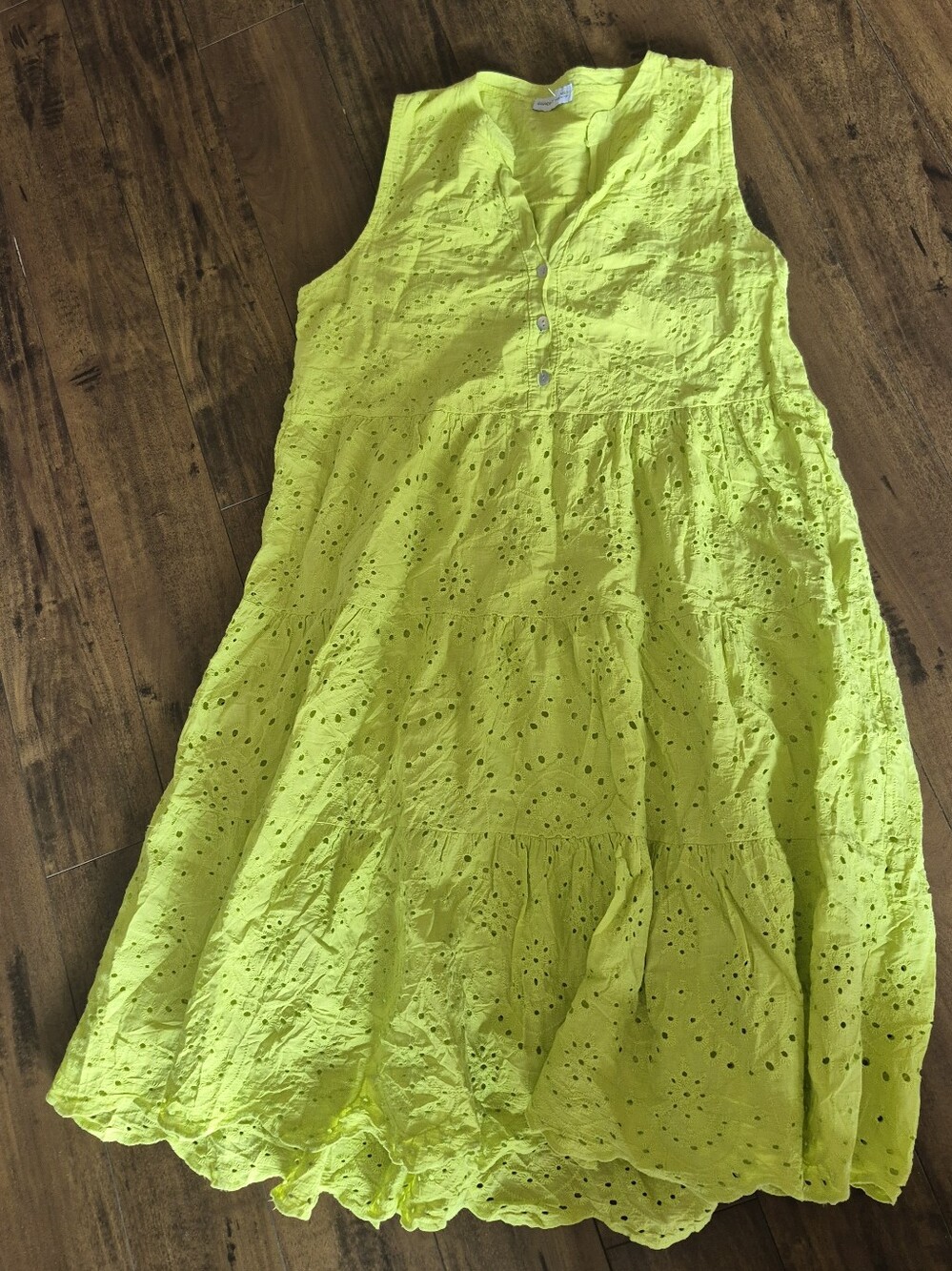 Lime Green Eyelet Midi Dress